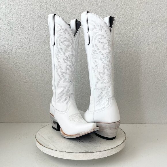 Lane MEGAN MORONEY Smokeshow Womens Cowboy Boots 5.5 White Western Cowgirl Tall - Picture 1 of 14